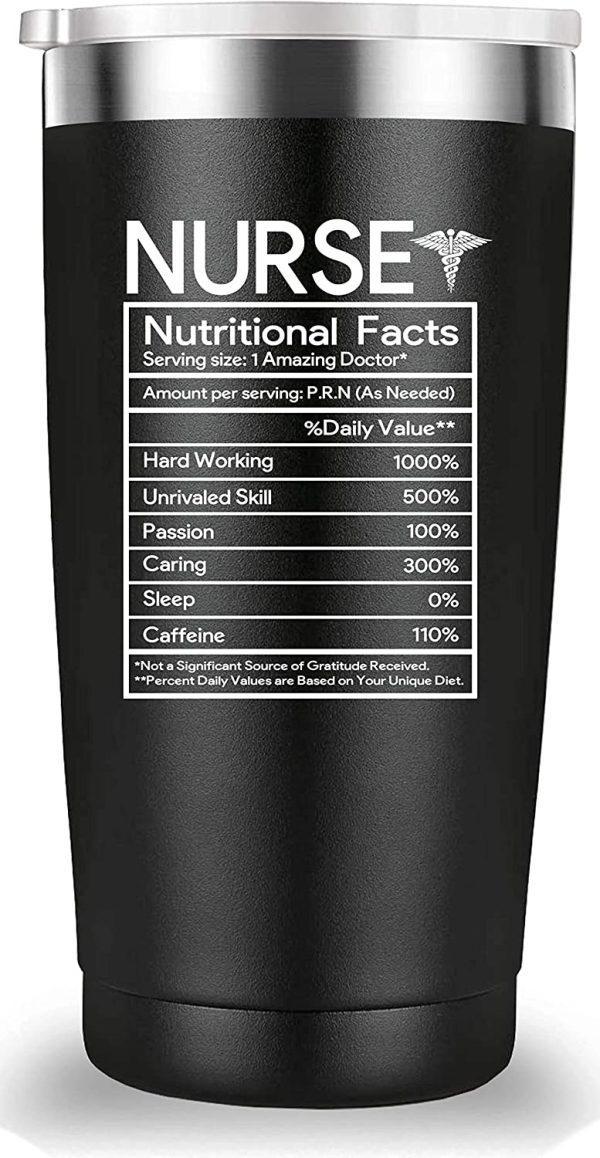 Nurse Nutritional Facts Travel Mug Tumbler. Nurse Gifts. Funny Nurses